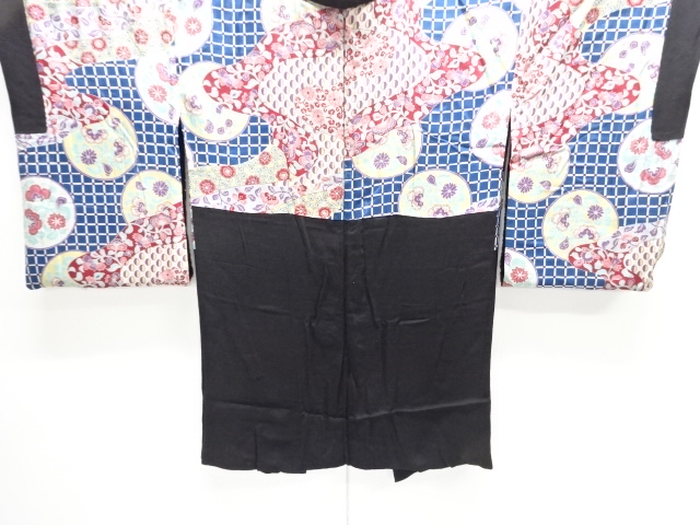 JAPANESE KIMONO / ANTIQUE HAORI / SILK / FLORAL PLANTS ((lining)